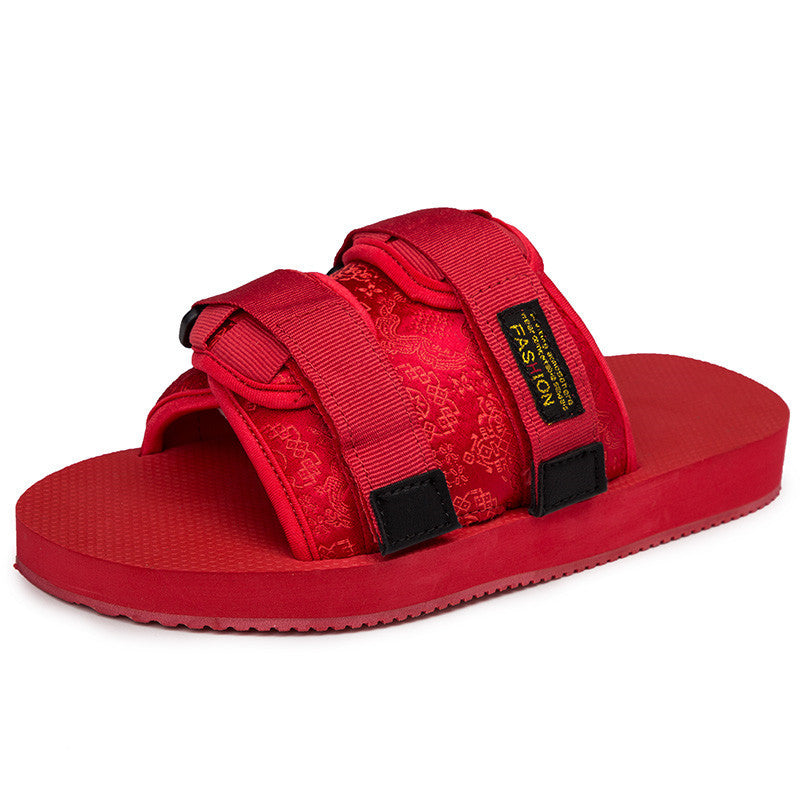 Anti-slip Flip Flops Tide Brand Sandals And Breathable Cloth Face Tide Drags