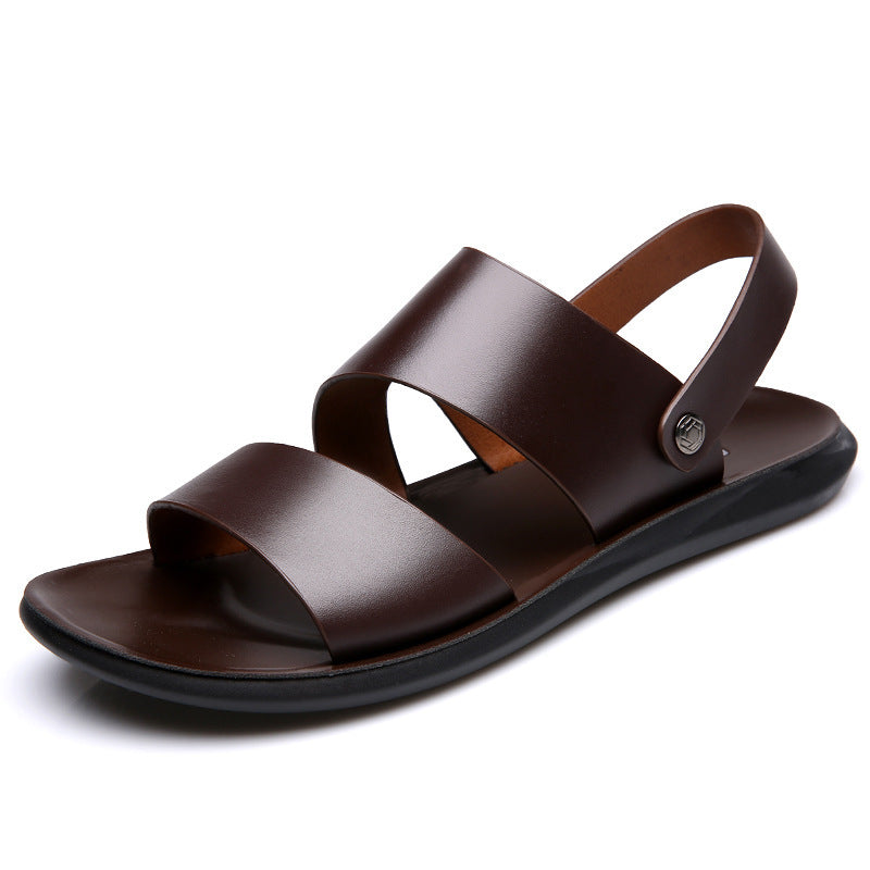 Men's Leather Beach Sandals | Thick-Soled Non-Slip Casual Slippers